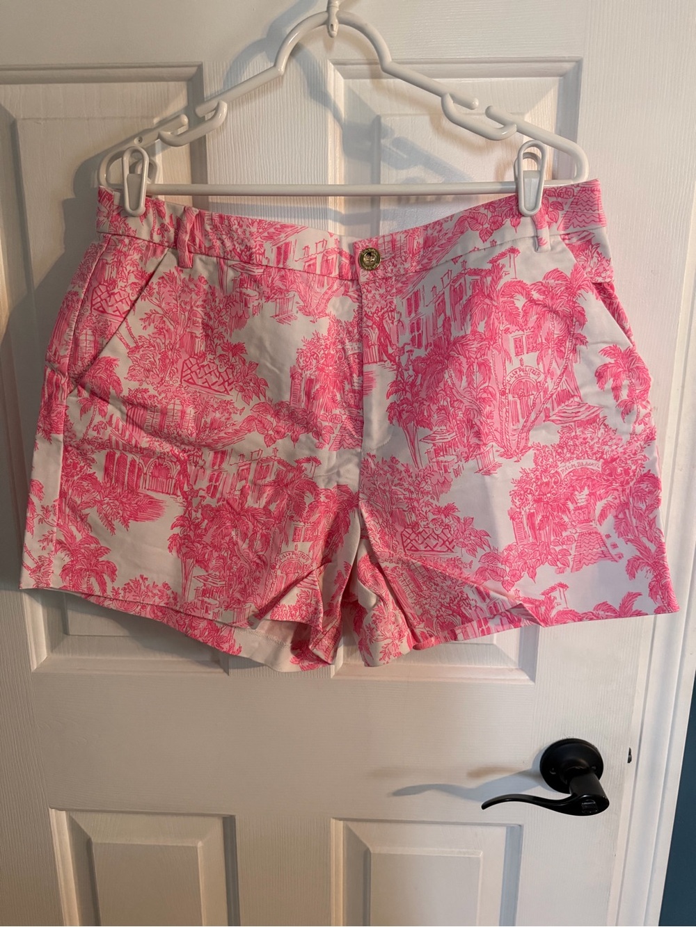 Lilly Pulitzer Pink White Palm Beach Toile Shorts Size 16 - Picture 2 of 3
